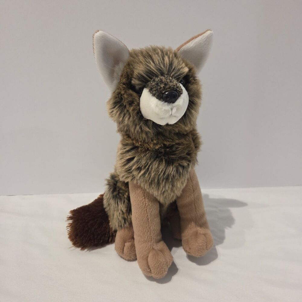 Wildlife Artist 10" Brown Coyote Plush  Stuffed Animal Sitting Realistic
